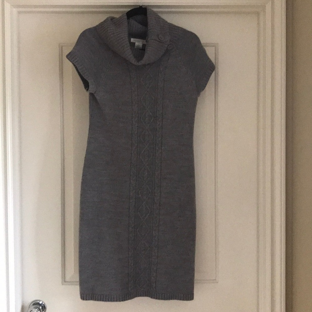 London Times Gray turtle neck sweater dress